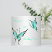 Invitation Papillons 21e fête d'anniversaire Vert Blanc (Debout devant)