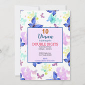 Invitation Papillons à double chiffres 10 ans Papillons (Dos)