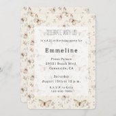 Invitation Papillons à la crème chic Anniversaire (Devant / Derrière)