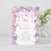 Invitation Papillons à vie Fête des mariées rose violet (Debout devant)
