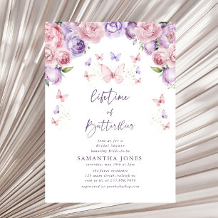 Invitation Papillons à vie Fête des mariées rose violet