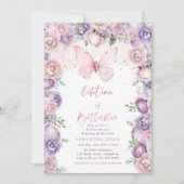 Invitation Papillons à vie Fête des mariées rose violet (Devant)