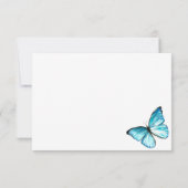Invitation Papillons aquarelle bleus élégants Merci (Dos)