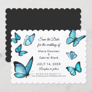 Invitation Papillons aquarelle bleus Modernes faire part