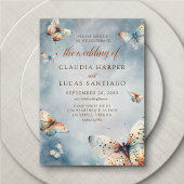 Invitation Papillons Aquarelle Turquoise Terracotta Mariage I