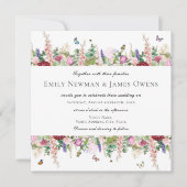 Invitation Papillons aux fleurs violettes rose | MARIAGE CARR (Devant)