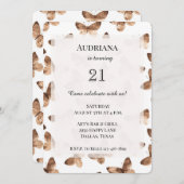 Invitation Papillons blancs Brown Anniversaire (Devant / Derrière)