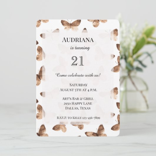 Invitation Papillons blancs Brown Anniversaire (Debout devant)