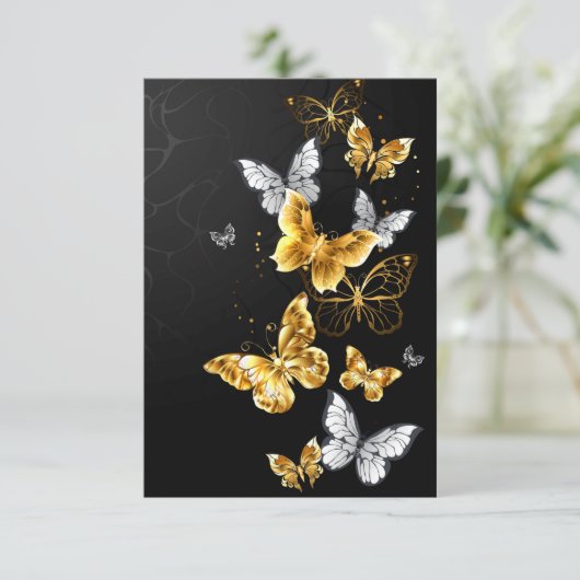 Invitation Papillons blancs et dorés (Debout devant)