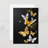 Invitation Papillons blancs et dorés (Devant / Derrière)