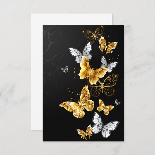 Invitation Papillons blancs et dorés (Devant / Derrière)