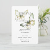 Invitation Papillons Blancs Vert Menthe Anniversaire (Debout devant)