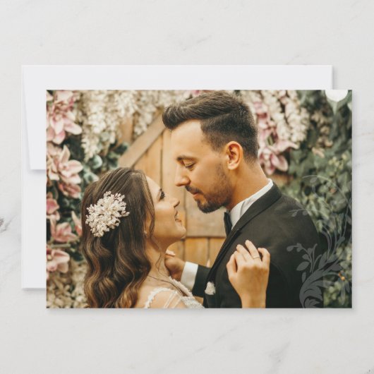 Invitation Papillons bleu corail encre art mariage photo (Dos)