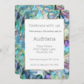 Invitation Papillons bleu pourpre 16e anniversaire (Devant / Derrière)