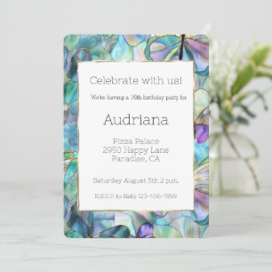 Invitation Papillons bleu pourpre 16e anniversaire