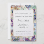 Invitation Papillons bleu pourpre Anniversaire (Devant)