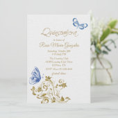 Invitation Papillons bleus Chic Quinceanera (Debout devant)