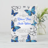 Invitation Papillons bleus et blancs Morpho Monarch (Debout devant)
