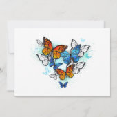 Invitation Papillons bleus et orange Morpho Monarque (Dos)