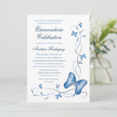 Invitation Papillons bleus et perruques Quinceanera (Debout devant)