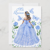 Invitation Papillons bleus et princesse Rose Quinceanera (Dos)