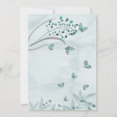 Invitation papillons bleus feuille floral mariage géométrique (Dos)