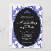 Invitation Papillons bleus pour les 18 ans (Devant)