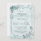 Invitation Papillons bleus turquoises feuille douche à nage f (Devant)