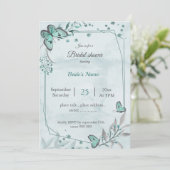 Invitation Papillons bleus turquoises feuille douche à nage f (Debout devant)