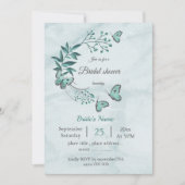 Invitation Papillons bleus turquoises feuille douche à nage f (Devant)