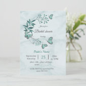 Invitation Papillons bleus turquoises feuille douche à nage f (Debout devant)