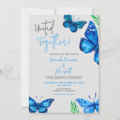 Invitation Papillons bleus vibreux et Mariage Plante (Devant)