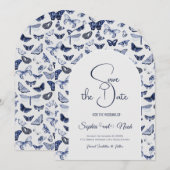 Invitation Papillons Bleus Vintage (Devant / Derrière)