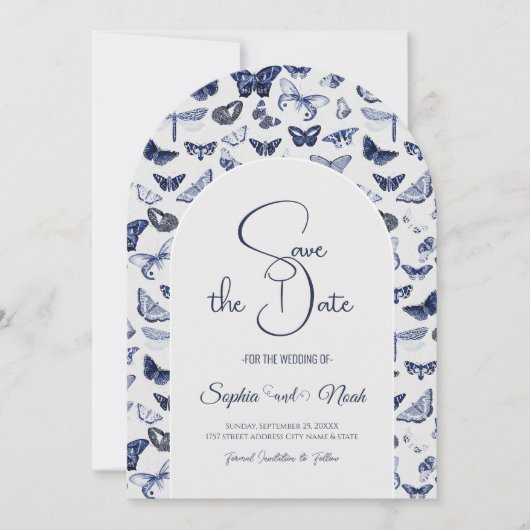 Invitation Papillons Bleus Vintage (Devant)