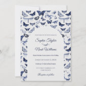 Invitation Papillons bleus vintages (Devant)