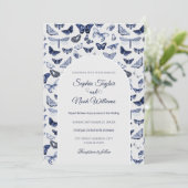 Invitation Papillons bleus vintages (Debout devant)