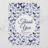 Invitation Papillons bleus vintages (Devant / Derrière)