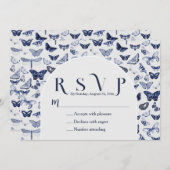 Invitation Papillons bleus vintages (Devant / Derrière)