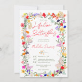 Invitation Papillons Boho à vie fleur sauvage douche de nage (Devant)
