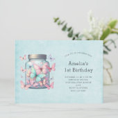 Invitation Papillons Capricieux dans un Pot d'Anniversaire (Debout devant)