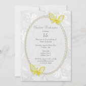 Invitation Papillons chic Damask 55e Anniversaire Double Face (Dos)