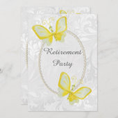 Invitation Papillons Chic Damask Retraite Double Côté (Devant / Derrière)