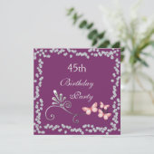 Invitation Papillons chic et diamants 45e anniversaire (Debout devant)