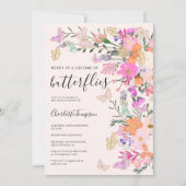 Invitation Papillons chic fleur sauvage douche de printemps (Devant)