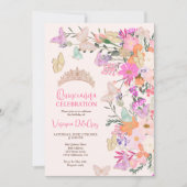 Invitation Papillons chic fleur sauvage quinceanera de printe (Devant)