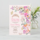 Invitation Papillons chic fleur sauvage quinceanera de printe (Debout devant)