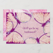 Invitation papillons clignotants roses tendre (Devant / Derrière)