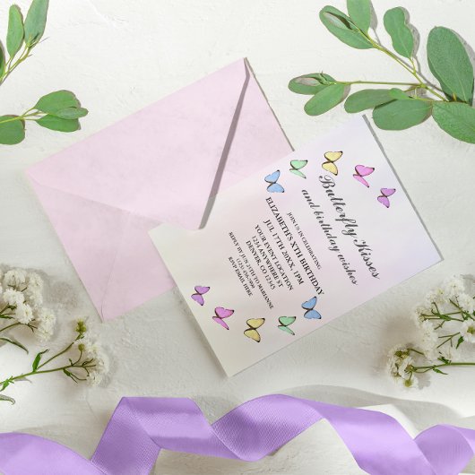 Invitation Papillons colorés Anniversaire
