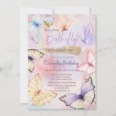 Invitation Papillons colorés Anniversaire arc-en-ciel (Devant)