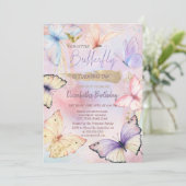 Invitation Papillons colorés Anniversaire arc-en-ciel (Debout devant)